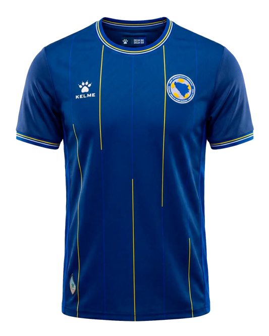 Bosnien & Herzegowina KELME Heim-Trikot WM 2026 – Player Version in Blau, Frontansicht freigestellt