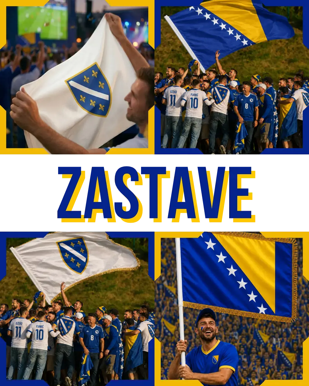 Kategoriebild Bosnien Flaggen – Zastava BiH und Zastava Ljiljana mit Goldborte kaufen