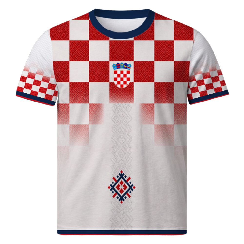 Croatia Checkerboard Concept Jersey Rot-Weiß – All-Over-Print fan-inspiriertes Karo-Trikot