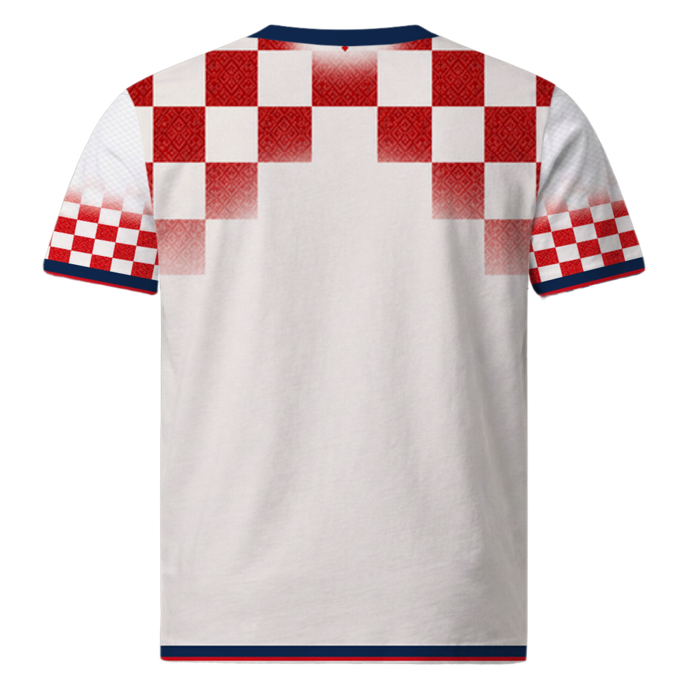 Croatia Red White Checkerboard Concept Jersey – Rückansicht eigenständiges Karo-Design