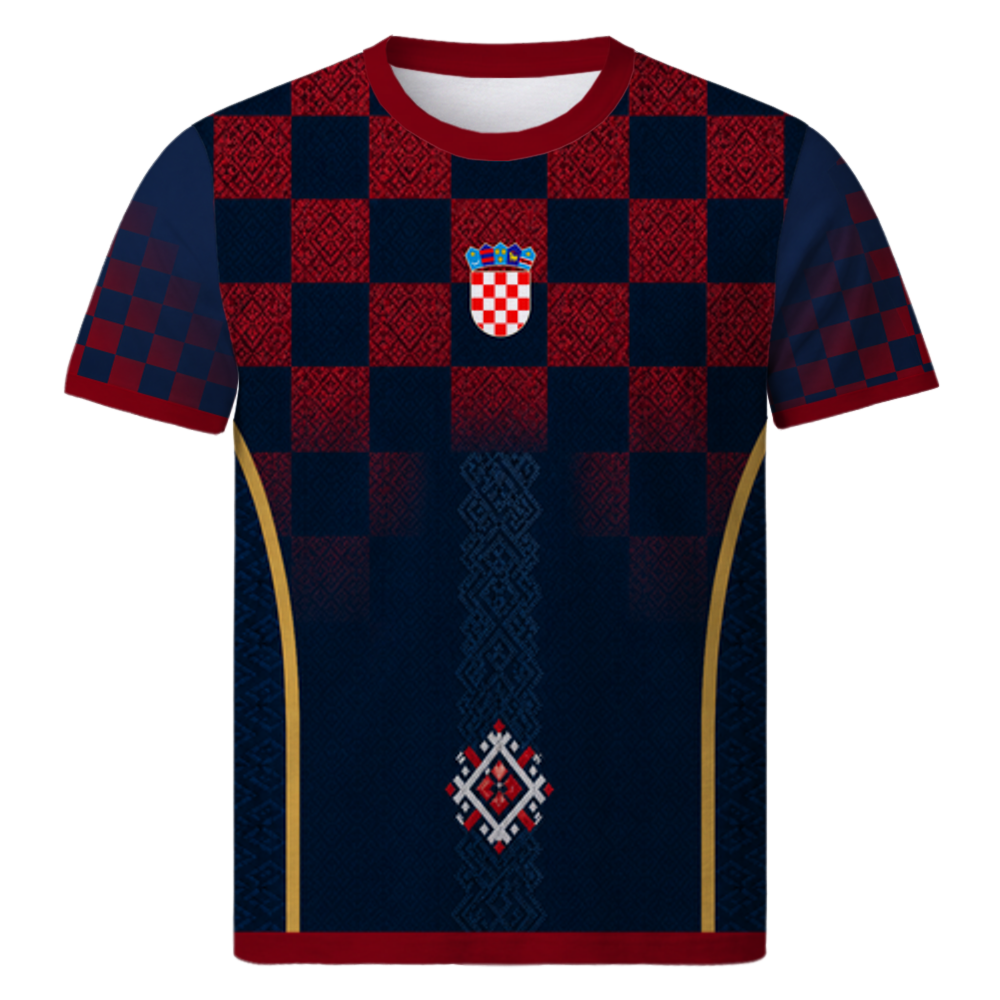 Croatia WM 2026 Concept Fan Shirt – All-Over-Print Vorderansicht Fandesign