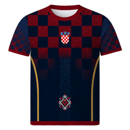 Croatia WM 2026 Concept Fan Shirt – All-Over-Print Vorderansicht Fandesign