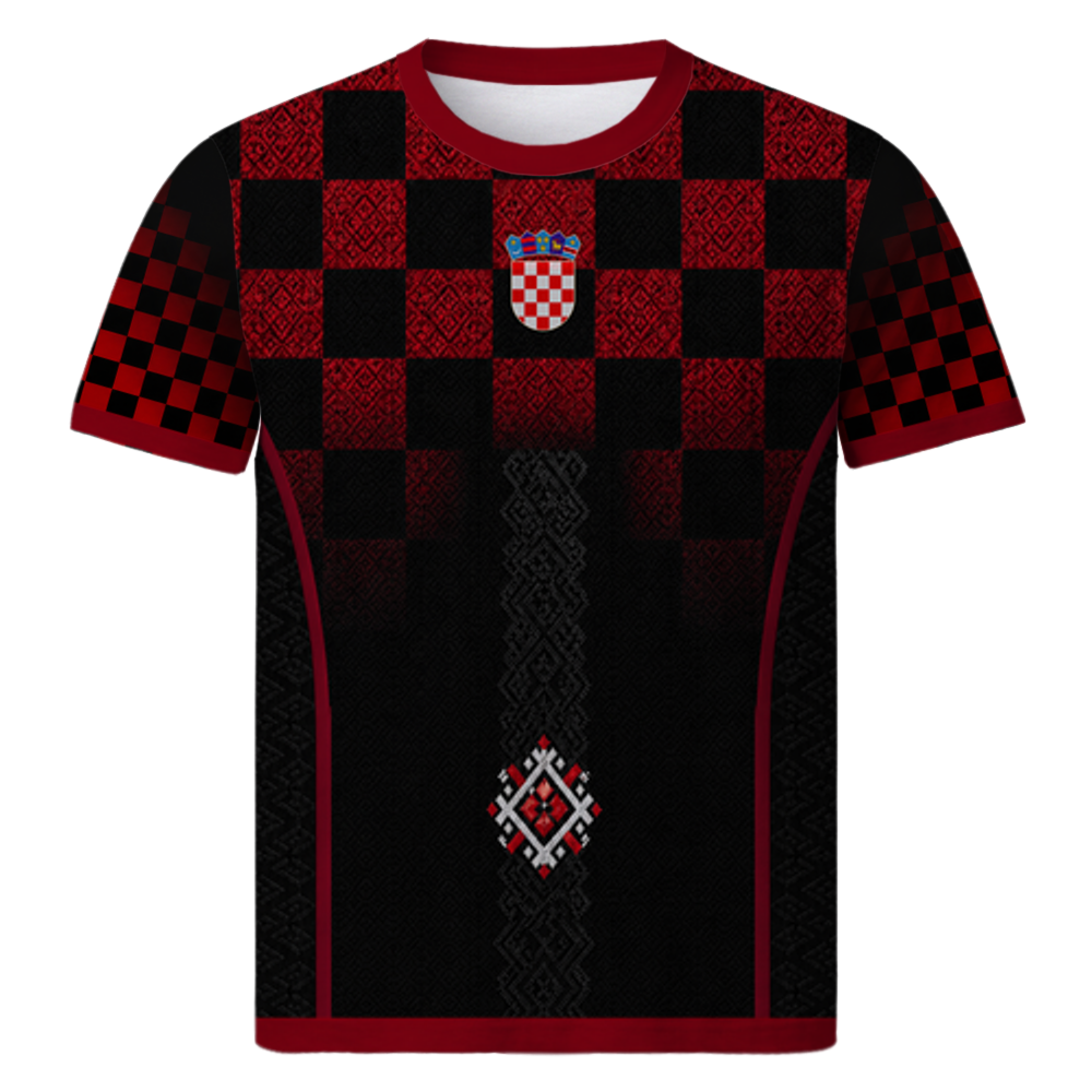 Kroatien Concept Trikot 3rd Edition – All-Over-Print Fußballtrikot Croatia-Fans, Vorderansicht