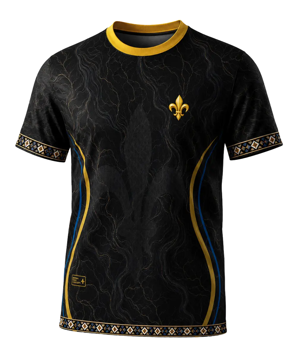 Bosnien Concept Trikot Schwarz – All-Over-Print Fußballtrikot für BiH-Fans, Vorderansicht