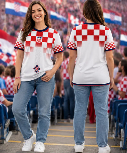 Kroatien Concept Trikot Karo – Detailansicht Checkerboard-Muster, Croatia Fan WM 2026