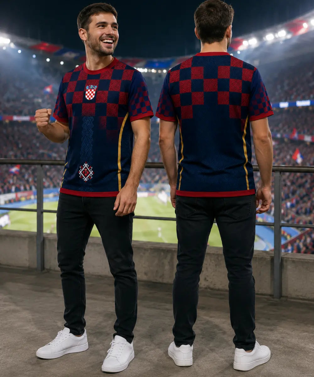 Kroatien WM 2026 Concept Shirt – Detailansicht AOP-Druck, kein offizielles WM-Produkt