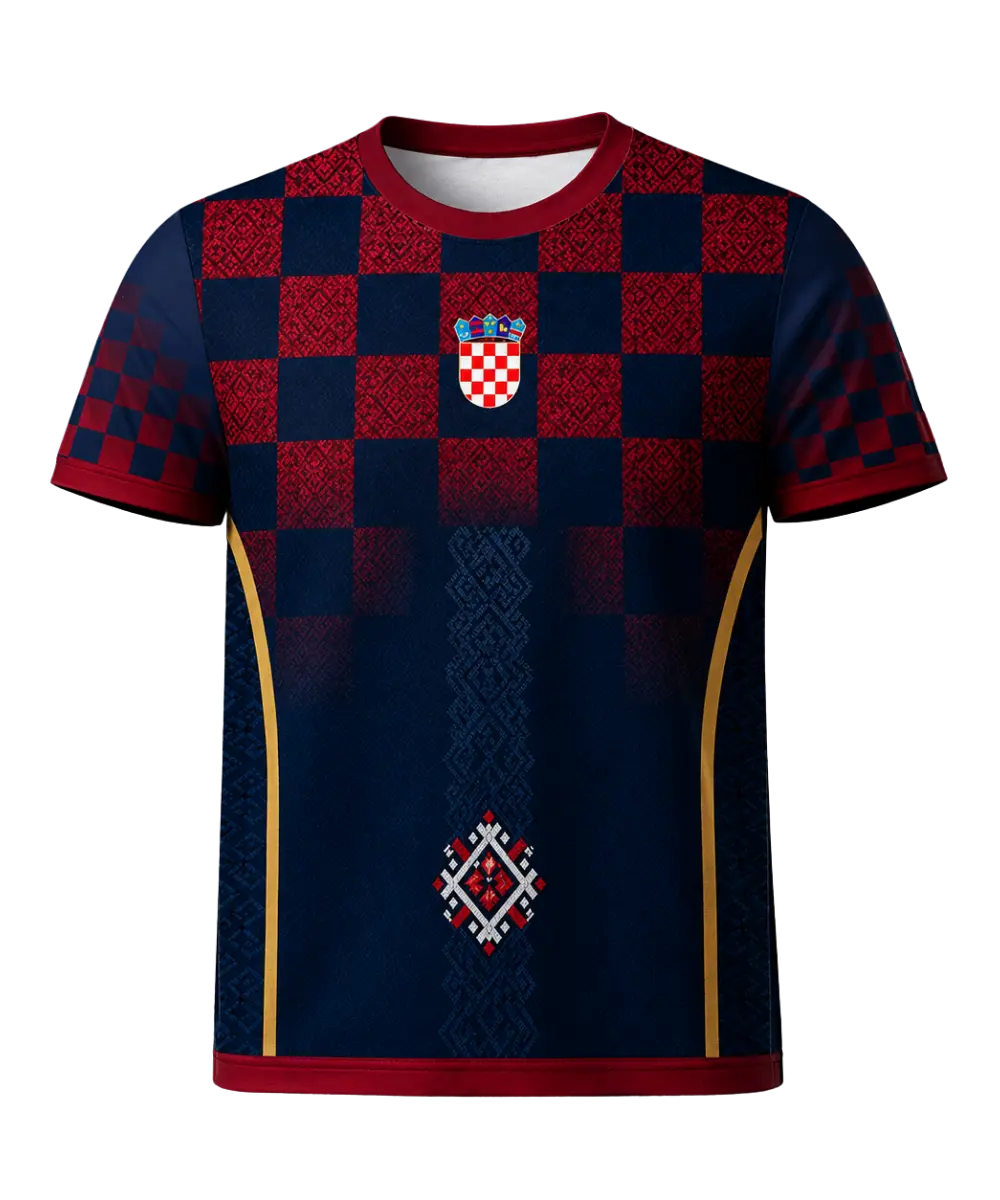 Kroatien WM 2026 Concept T-Shirt – All-Over-Print Fanshirt Croatia, Vorderansicht