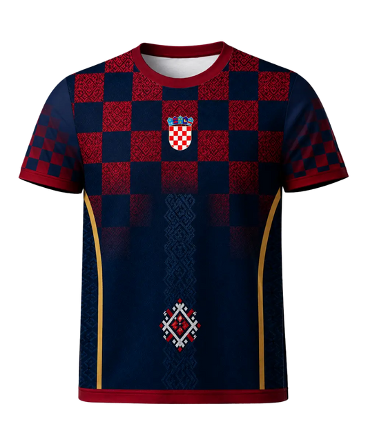 Kroatien WM 2026 Concept T-Shirt – All-Over-Print Fanshirt Croatia, Vorderansicht