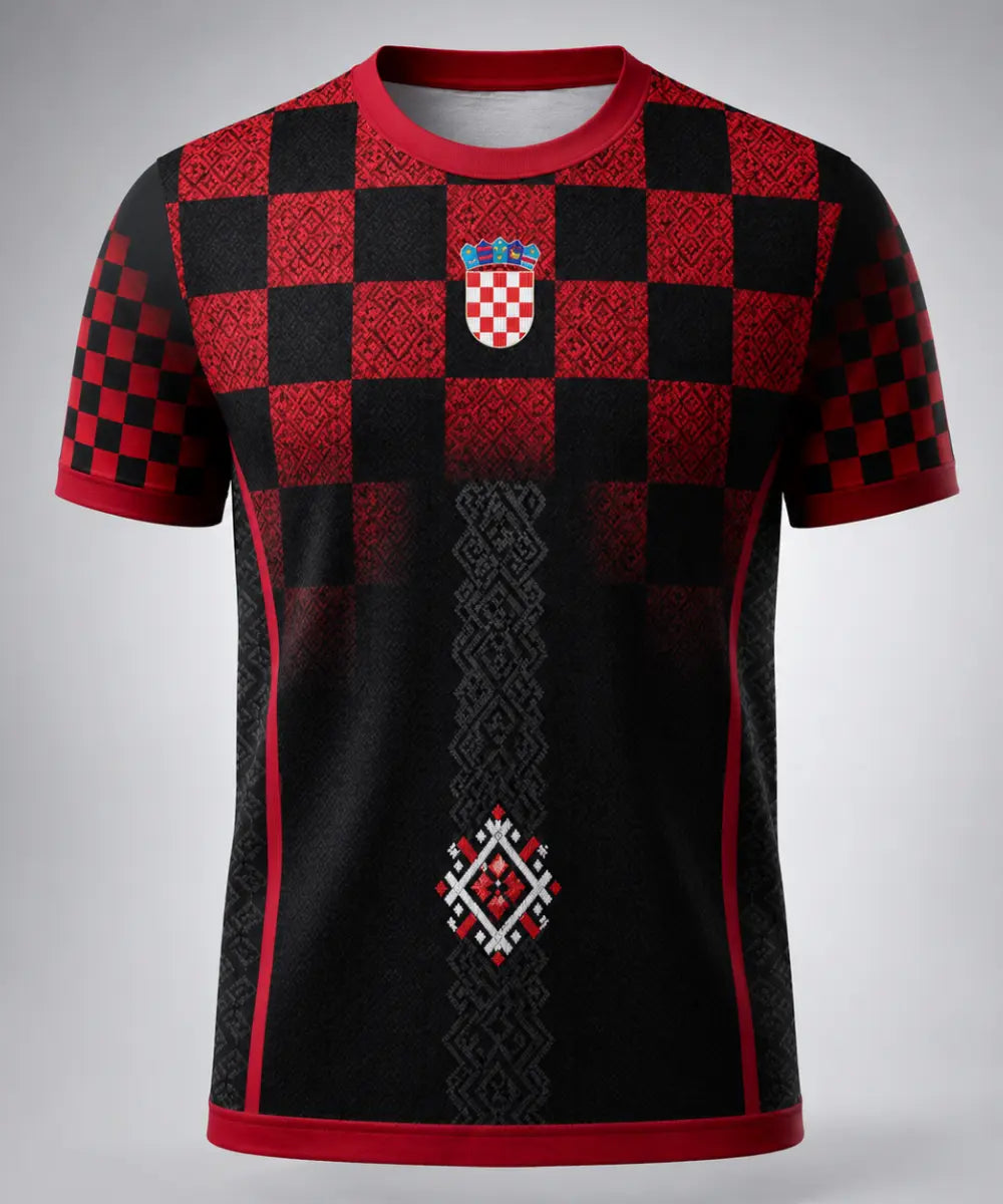 Kroatien 3rd Edition Concept Trikot – Detailansicht AOP-Druck, Croatia Diaspora Fanshirt