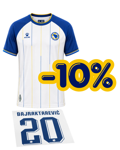 Bosnien Auswärtstrikot Fan-Version Bundle – inkl. DTF Druck Name, Nummer 