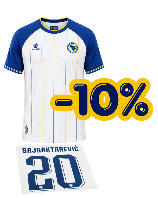 Bosnien Auswärtstrikot Fan-Version Bundle – inkl. DTF Druck Name, Nummer 