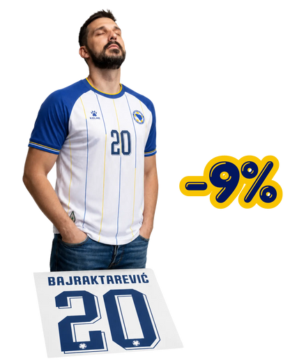 Bosnien Auswärtstrikot Player-Version Bundle – inkl. DTF Druck Name, Nummer 