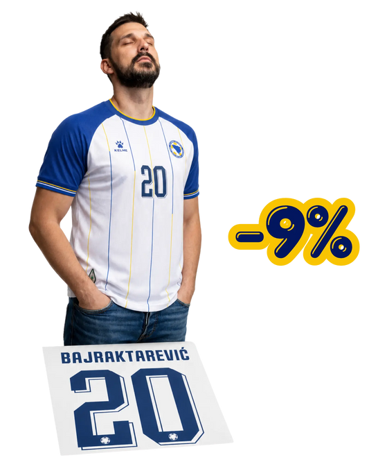 Bosnien Auswärtstrikot Player-Version Bundle – inkl. DTF Druck Name, Nummer 