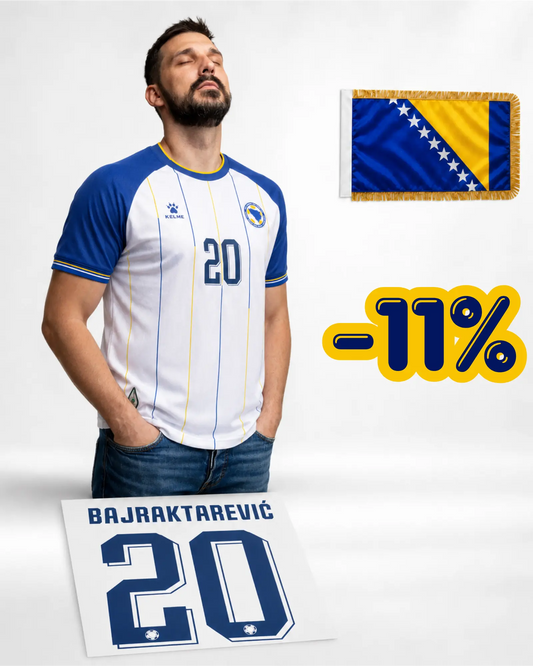Bosnien Auswärtstrikot Player-Version Bundle – inkl. Name, Nummer & Flagge 