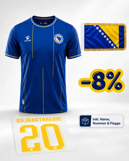 Bosnien Heimtrikot Fan-Version Bundle – inkl. Name, Nummer & Flagge 