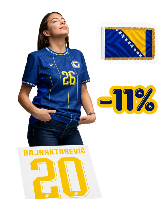 Bosnien Heimtrikot Player-Version Bundle – inkl. Name, Nummer & Flagge 
