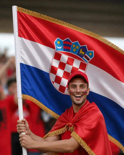 Kroatien Flagge mit Goldborte | Premium Hrvatska Zastava 