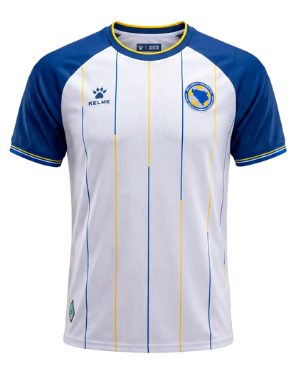 Bosnien & Herzegowina KELME Auswärts-Trikot WM 2026 in Weiß – Frontansicht Player Version
