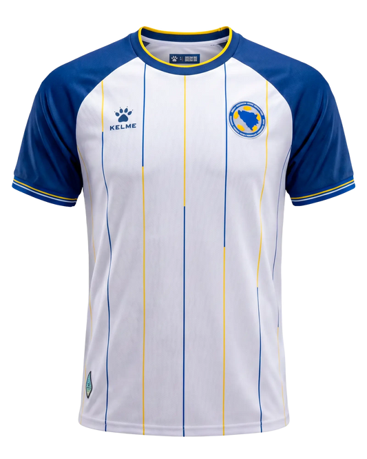 Bosnien & Herzegowina KELME Auswärts-Trikot WM 2026 in Weiß – Frontansicht Fan-Version