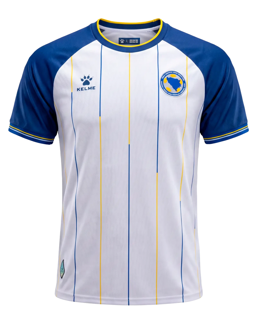Bosnien & Herzegowina KELME Auswärts-Trikot WM 2026 in Weiß – Frontansicht Fan-Version