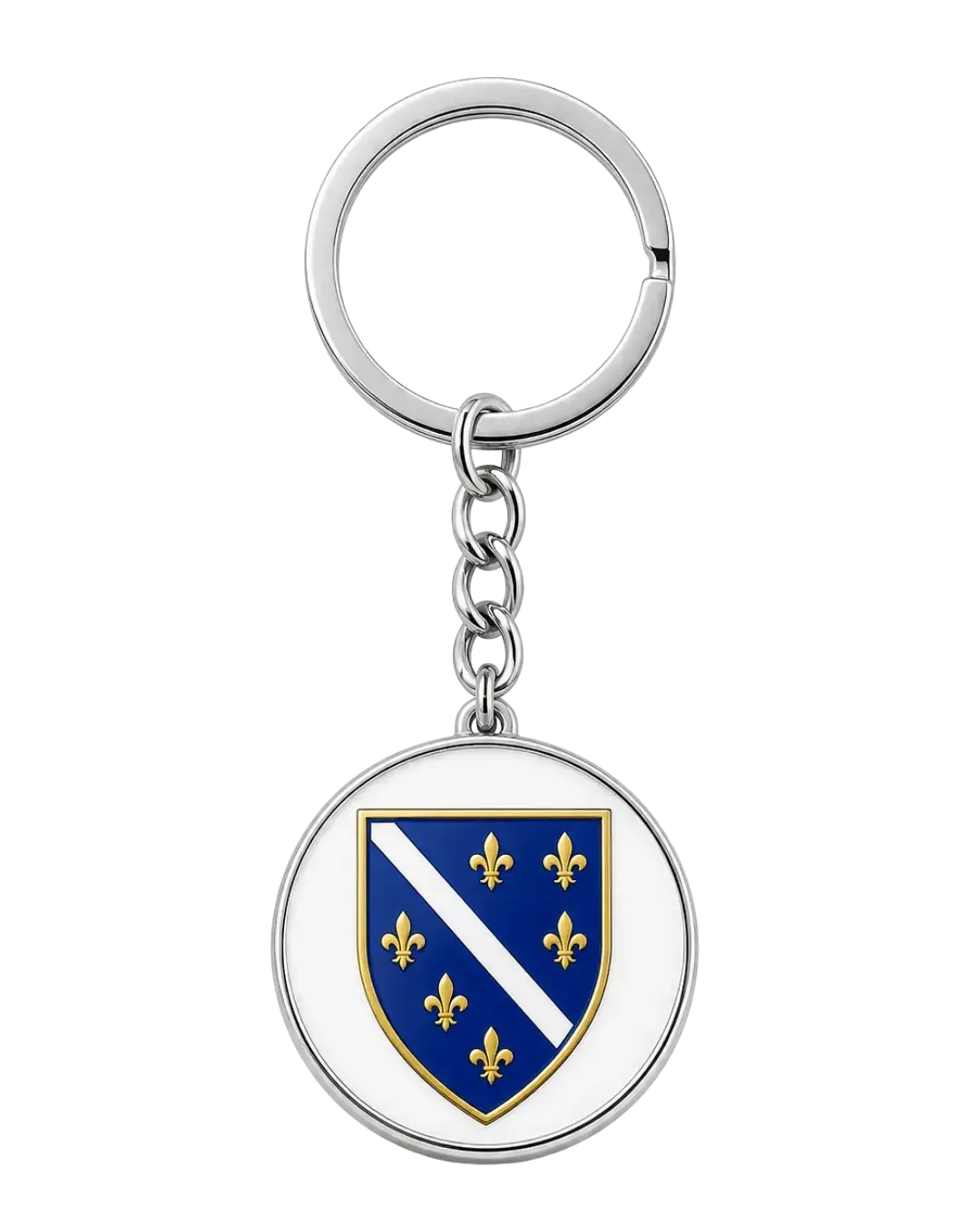 Bosnien Schlüsselanhänger mit Ljiljani-Wappen und goldenen Lilien – historisches BiH Symbol
