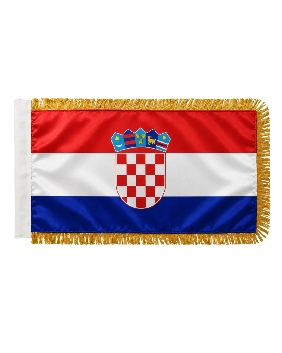 Kroatien Nationalflagge Hrvatska Zastava mit Goldborte – Schachbrettmuster Šahovnica Premium