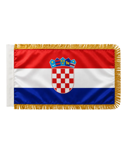 Kroatien Nationalflagge Hrvatska Zastava mit Goldborte – Schachbrettmuster Šahovnica Premium