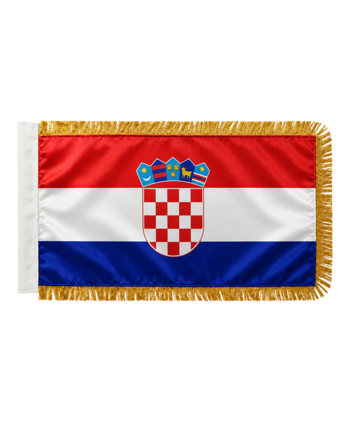Kroatien Nationalflagge Hrvatska Zastava mit Goldborte – Schachbrettmuster Šahovnica Premium
